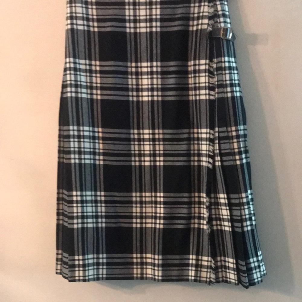 Kilt- woman’s- Black & White Plaid- Size 12 Made In Britain